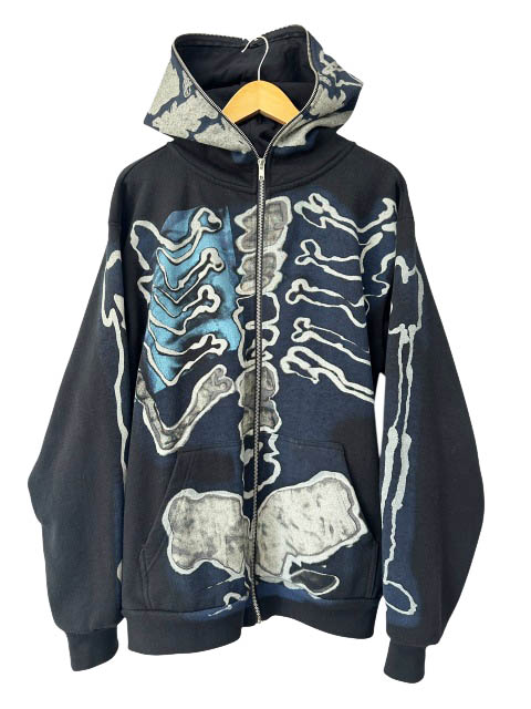 【中古】CACTUS JACK カクタス ジャック ×fragment design フラグメント デザイン Skeleton Zip Up Hoodie スケルトン ジップ アップ フーディ パーカー M 黒ブラック ブランド古着ベクトル 中古260403 メンズ
