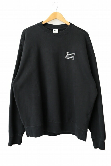 【中古】ナイキ NIKE ×STUSSY ステューシー Washed Fleece Crewneck ウォッシュド フリース 労働者の一団素っ首 流汗 調教師 DO5310-010 L 黒 黒いこと ブランド名古着ベクター 中古 260515 メンズ