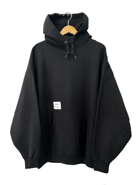 【中古】ダブルタップス WTAPS ×Champion はやりっ児 23AW ACADEMY HOODED 翰林院 フーデッド ロゴタイプ刺しゅう ティーシャツ パーカー C8-Z110 XL 黒黒いこと ブランド名古着ベクター 中古■260424 メンズ