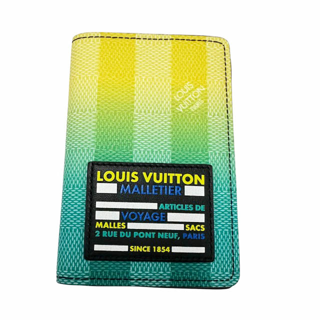 【中古】ルイヴィトン LOUIS VUITTON ダミエ 縞模様 オーガナイザードゥポッシュ 歌留多入れもの 名刺入れ M81320 緑であること 黄み ブランド名古着ベクター 中古☆AA★▲■260522 メンズ