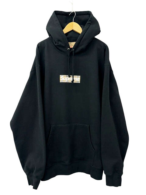 【中古】シュプリーム SUPREME &times;BURBERRY バーバリー 22SS Box Logo Hooded Sweatshirt ボックス ロゴ フーデッド スウェット シャツ プルオーバー パーカー XXL 黒ブラック ブランド古着ベクトル 中古☆AA★260616 メンズ｜ベクトル プリマベーラ店