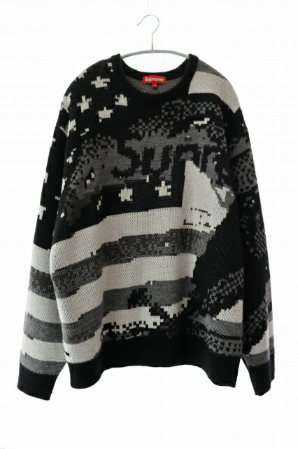 【中古】シュプリーム SUPREME 21SS Digital Flag Sweater デジタル 信号旗 スウェーター 編み物 XL 黒 黒いこと ブランド名古着ベクター 中古 260529 メンズ