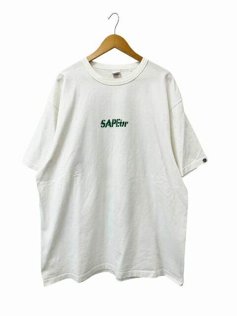 【中古】SAPEur サプール ×MASATOSHI HAMADA 浜田 雅功 22SS プリント 半袖 Tシャツ XXL 白 ホワイト ブランド古着ベクトル 中古260510 メンズ|ベクトル プリマベーラ店