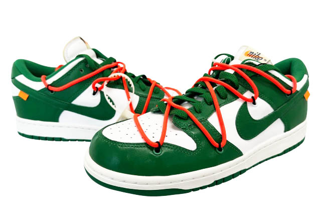 【中古】ナイキ NIKE &times;OFF WHITE オフホワイト DUNK LOW LTHR OW Pine Green ダンク ロー ホワイト パイン グリーン CT0856-100 28緑 ブランド古着ベクトル 中古☆AA★▲■260529 メンズ｜ベクトル プリマベーラ店