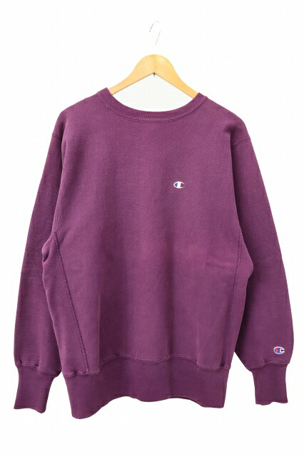 【中古】はやりっ子 CHAMPION 90s Reverse Weave Sweat 逆さま ウィーブ 流汗 調教師 L 紫 パープル ブランド名古着ベクター 中古 260514 メンズ