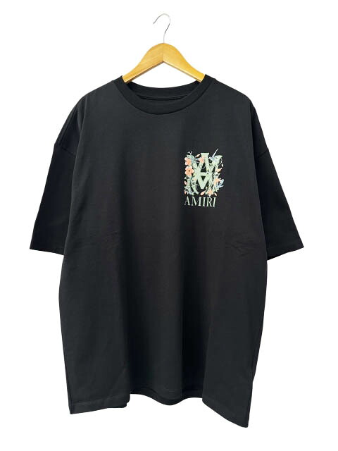 【中古】アミリ AMIRI 26SS MA FLORAL os TEE フローラル ロゴタイプ 刷り上げる 大層らしい大きさ 半袖ティーシャツ AMTOJR1122 L 黒黒いこと ブランド名古着ベクター 中古☆AA★■260607 メンズ
