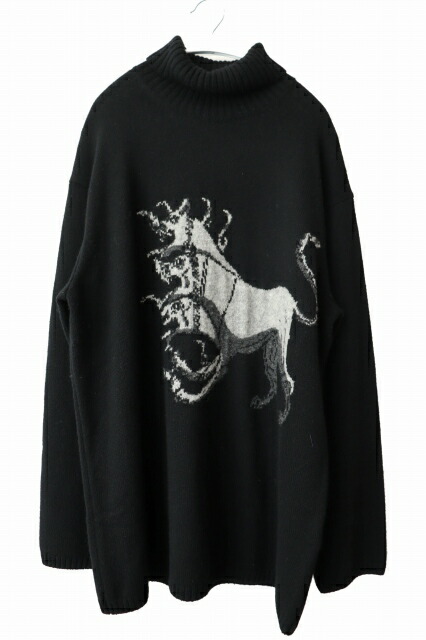 【中古】ヨウジヤマモト YOHJI YAMAMOTO BLACK Scandal 19AW Kerberos Intarsia Knit 黒いこと 不正事件 ケルベロス インターシャ 編み物 HC-K06-195 3 黒 黒いこと ブランド名古着ベクター 中古 260515 メンズ
