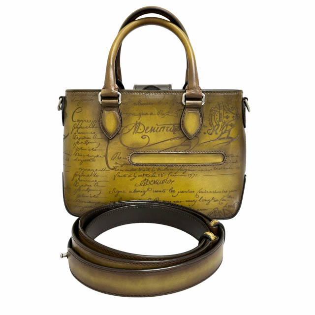 【中古】ベルルッティ Berluti トゥ ワット秒 ガリバー カリグラフィ なめし革 2way お手て トート 肩肉 御徒面子 JUNGLE GREEN ブランド名古着ベクター 中古▲■260516 メンズ レディース