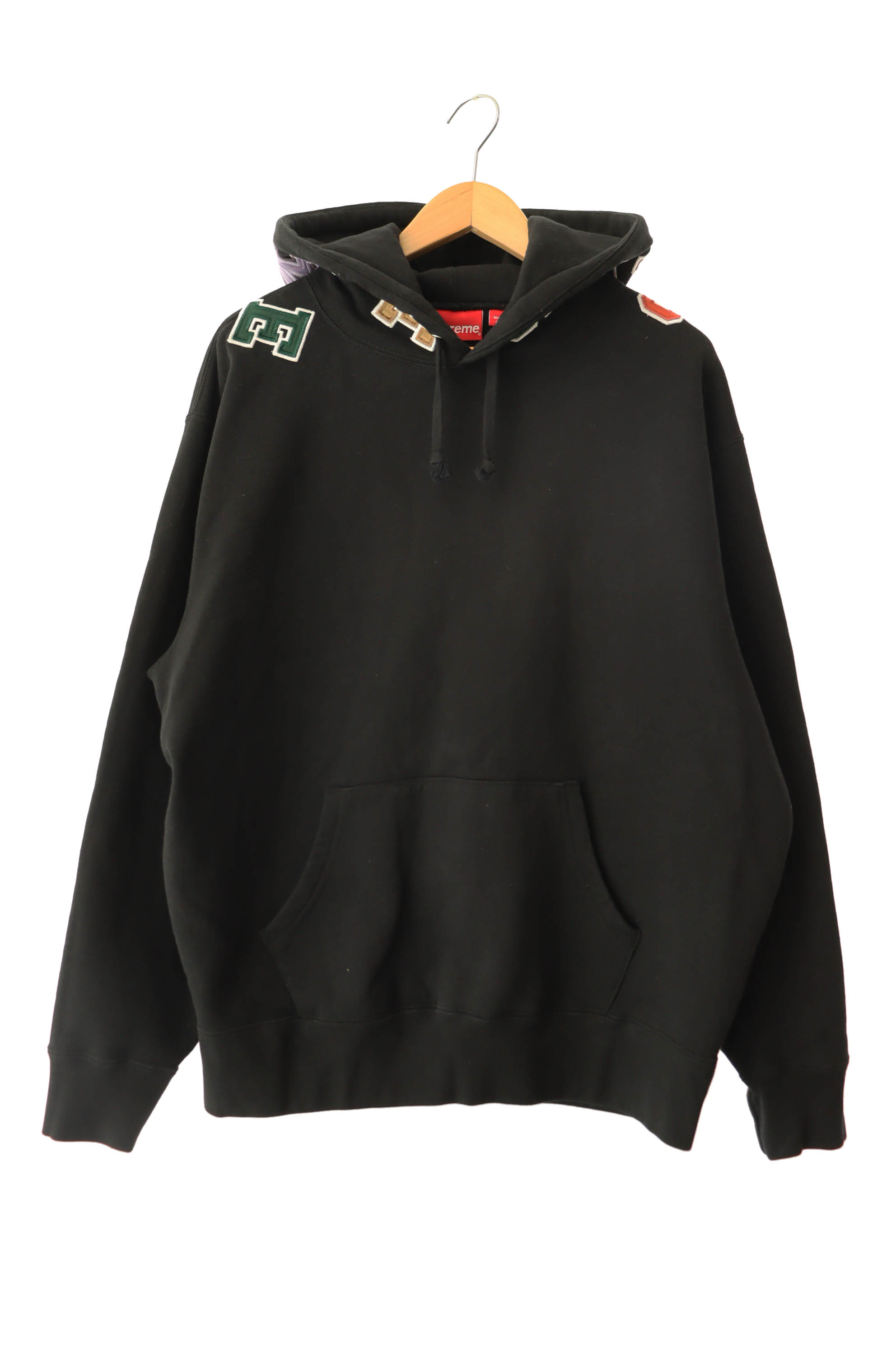 【中古】シュプリーム SUPREME 22AW Scattered applique Hooded Sweatshirt アップリケ フーデッド スウェットシャツ パーカー M 黒 ブラック ブランド古着ベクトル 中古 ☆AA★260621 メンズ｜ベクトル プリマベーラ店