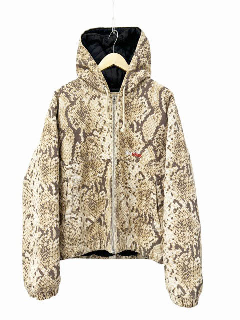 【中古】ステューシー STUSSY Insulated Canvas Work Jacket ロゴタイプ刺しゅう パイソン柄 インサレーテッド 中綿 細工物 上衣 パーカー 115716 M ベージュ ブランド名古着ベクター 中古260522 メンズ