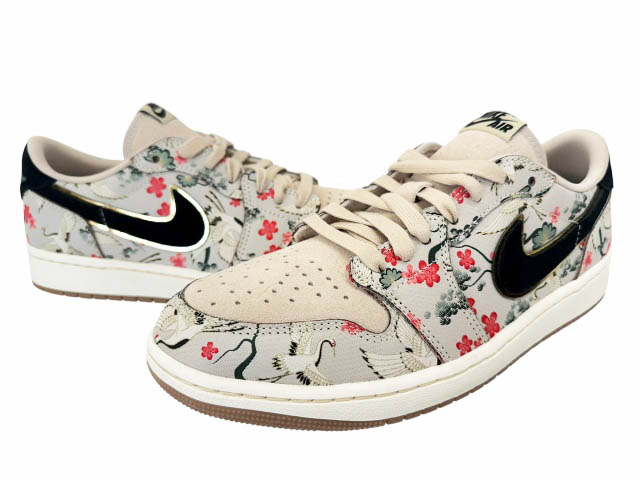 【中古】ナイキ NIKE ×Rui Hachimura 八村塁 AIR JORDAN 1 RETRO LOW OG Cranes エア湖 ジョーダン 1 レトロ 置き目 クレインズ HV8293-100 27.5 薄墨色 ベージュ ブランド名古着ベクター 中古▲■260601 メンズ