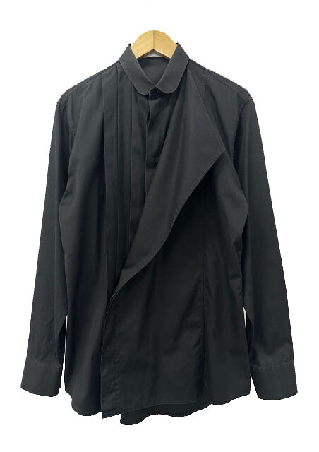【中古】ディオール オム Dior HOMME Kris Van Assche クリスヴァンアッシュ期 08AW ギャザー付き 比翼 ドレス 長袖シャツ 8H3153080100 39 黒ブラック ブランド古着ベクトル 中古260619 メンズ｜ベクトル プリマベーラ店
