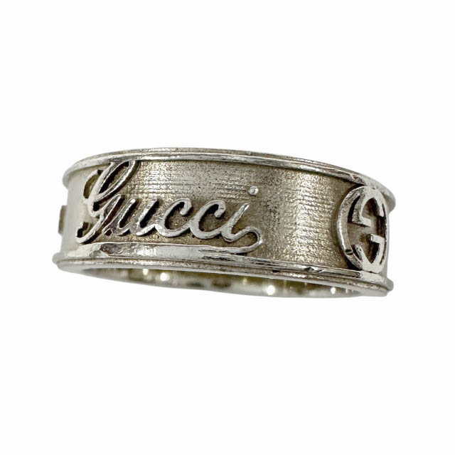 【中古】グッチ GUCCI インターロッキング GG ロゴタイプ SILVER 925 輪っか 指環 19号 しろがね色 ブランド名古着ベクター 中古▲■260608 メンズ