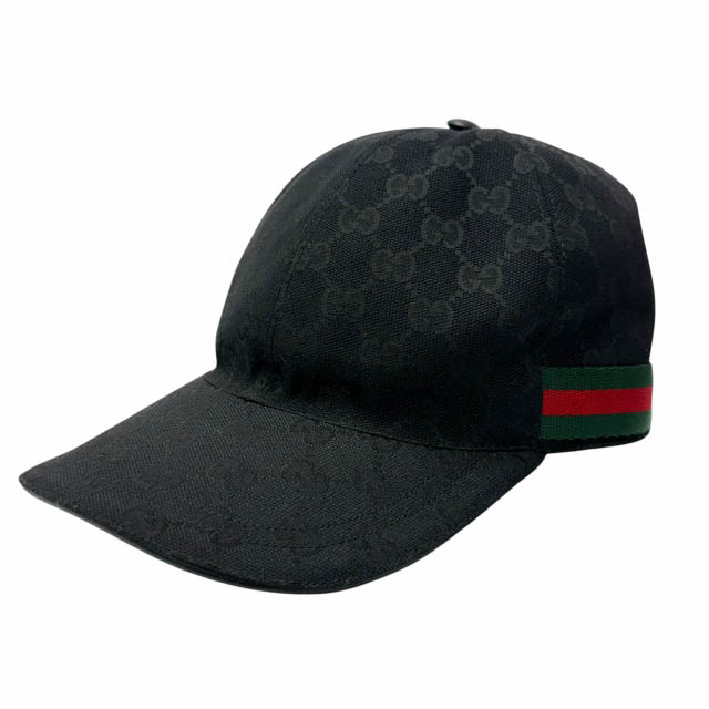 【中古】グッチ GUCCI GG ロゴタイプ 帆布 野球 旗がしら 鳥打ち帽 200035 KQWBG L 59珊 黒黒いこと ブランド名古着ベクター 中古▲■260608 メンズ
