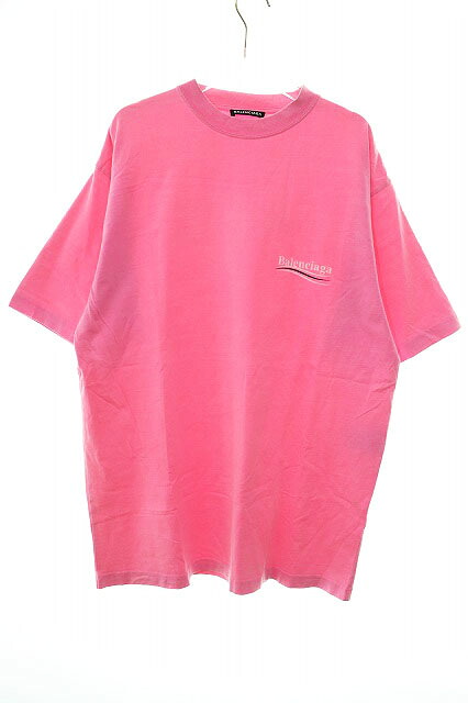 【中古】バレンシアガ BALENCIAGA POLITICAL CAMPAIGN PINK XXS 641675 TJVF7 キャンペーンロゴ オーバーサイズ Tシャツ 半袖 ピンク 【ブランド古着ベクトル】☆AA★250725 メンズ 【ベクトル 古着】 250725｜ベクトル プリマベーラ店