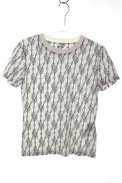 【中古】エルメス HERMES 22SS 総柄 カットソー サイズ34 2E4600DG Tシャツ 半袖 クリティケス ホワイト 【ブランド古着ベクトル】☆AA★●250721 レディース 【ベクトル 古着】 250721