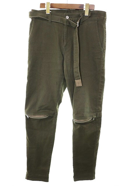 【中古】サカイ sacai 22SS KNEE ZIP DENIM PANTS GREEN SIZE 2 22-02834M ニ― ジップ ベルテッド デニム パンツ グリーン 【ブランド古着ベクトル】251001 メンズ 【ベクトル 古着】 251001