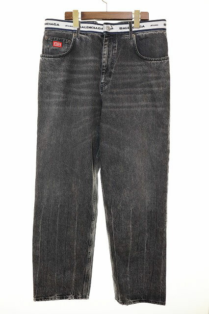 【国内正規品、試着のみ】BALENCIAGA アウトラインロゴバギーデニムパンツ BALENCIAGA アウトラインロゴバギーデニム パンツ ダメージ