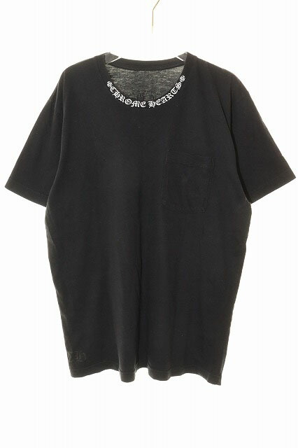 【中古】クロムハーツ CHROME HEARTS NECK LOGO S/S TEE BLACK L 2212-304-0798 クルーネック ロゴ プリント ホースシュー Tシャツ 半袖 ブラック 【ブランド古着ベクトル】☆AA★251014 メンズ 【ベクトル 古着】 251014