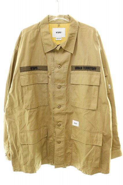 【中古】ダブルタップス WTAPS 21SS JUNGLE 02 LS COTTON RIPSTOP 04 211WVDT-SHM03 ジャングル ロング捩り プルオーバー 綿織物 下唇立ちふさがる ベージュ 【ブランド名古着ベクター】☆AA★251106 メンズ 【ベクター 古着】 251106
