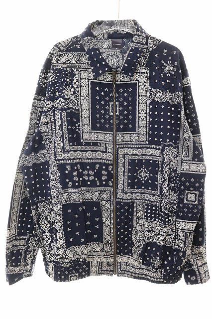 【中古】アップルバム APPLEBUM INDIGO PAISLEY ZIP UP SHIRT JACKET XL NAVY インディゴ ペイズリー ジップ アップ シャツ ジャケット 総柄 ネイビー 【ブランド古着ベクトル】251011 メンズ 【ベクトル 古着】 251011