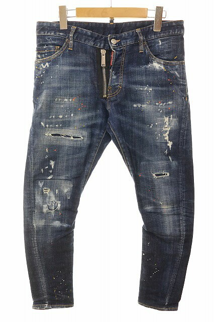 【中古】ディースクエアード DSQUARED2 18AW SEXY TWIST JEAN SIZE44 S71LB0503 ペイント スキニーフィット デニム パンツ ジーンズ インディゴ 【ブランド古着ベクトル】☆AA★●251124 メンズ 【ベクトル 古着】 260326