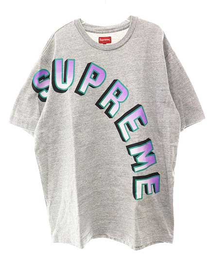 【中古】シュプリーム SUPREME 18SS GRADIENT ARC TOP HEATHER GREY XL グラデーション アーチ形 ロゴタイプ プルオーバー ギョリュウモドキ 薄墨色 半袖 【ブランド名古着ベクター】☆AA★260217 メンズ 【ベクター 古着】 260217