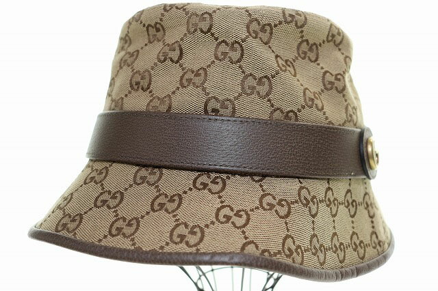 【中古】グッチ GUCCI GG帆布 フェドラハット L 576587 4HG62 2564 かぶり笠 井戸釣瓶かぶり笠 赤銅色 【ブランド名古着ベクター】☆AA★▲■251226 メンズ 【ベクター 古着】 251226