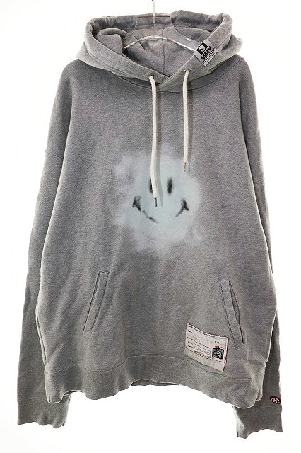 【中古】ミハラヤスヒロ MIHARA YASUHIRO 24SS SMILY FACE PRINTED HOODIE GREY 48 A12HD672 スマイリー フェイス プリンテッド フーディ パーカー グレー 【ブランド古着ベクトル】☆AA★251219 メンズ 【ベクトル 古着】 251219