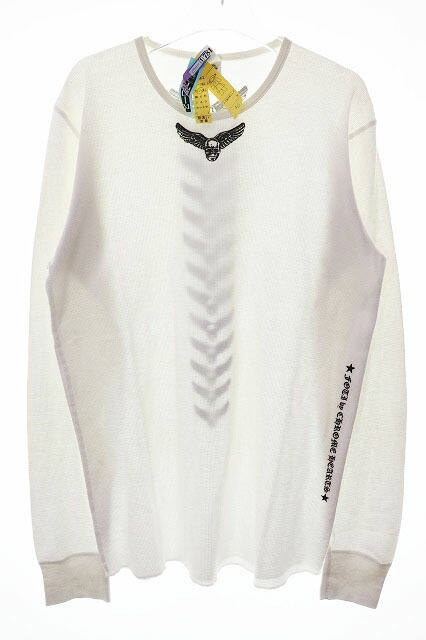 【中古】クロムハーツ CHROME HEARTS VINTAGE FOTI THERMAL TEE WHITE L ヴィンテージ フォティ スカルウィング 刷り上げる サーマル ロンT 白いこと 【ブランド名古着ベクター】☆AA★260421 メンズ 【ベクター 古着】 260421