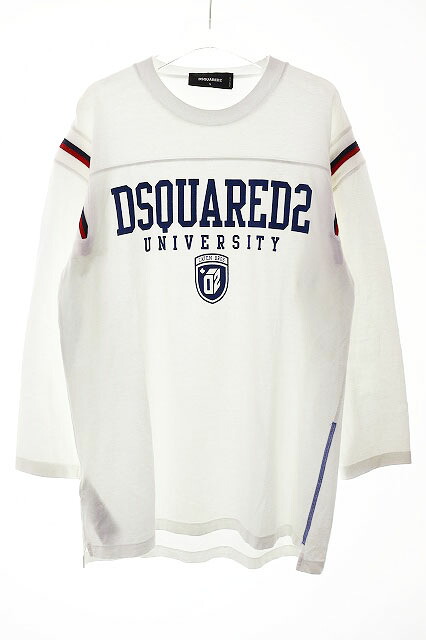 【中古】ディースクエアード DSQUARED2 VARSITY FIT TEE WHITE S S74GD1148 S20694 フロント ロゴ ロンT 長袖 ホワイト 【ブランド古着ベクトル】251207 メンズ 【ベクトル 古着】 251207 12,100円