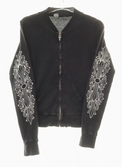 【中古】クロムハーツ CHROME HEARTS 年寄りの 袖フローラル ジップ 引き上げる ティーシャツ 黒いこと S大いさ 【ブランド名古着ベクター】● 260419 レディース 【ベクター 古着】 260419