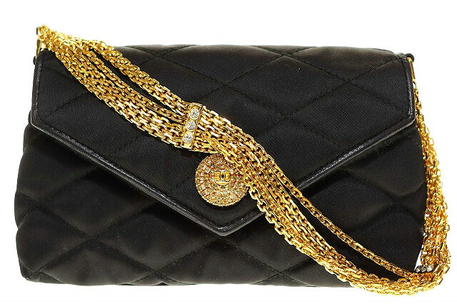 【中古】シャネル CHANEL 80s ミニマトラッセ 繻子 6連チェーン店 寄り合い御徒面子 ハンドバック 黒いこと 【ブランド名古着ベクター】☆AA★▲■260304 レディース 【ベクター 古着】 260304