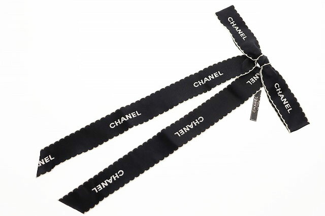 【中古】シャネル CHANEL リボン ロゴ ヴィンテージ ブローチ サテン 刺繍 ブラック 【ブランド古着ベクトル】☆AA★▲■260308 レディース 【ベクトル 古着】 260308