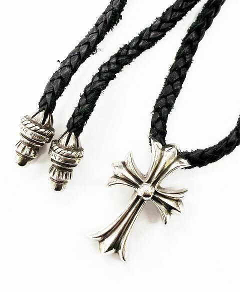 【中古】クロムハーツ CHROME HEARTS CH CRS SML スモール CH はりつけ台 BC ボロチップ なめし革 ブレイド 首飾り しろがね色 【ブランド名古着ベクター】☆AA★▲ 260121 メンズ 【ベクター 古着】 260121