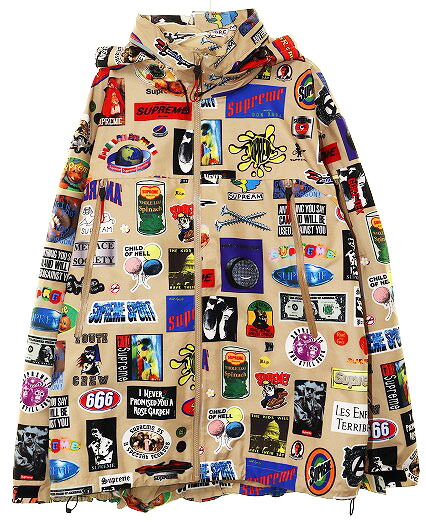 【中古】シュプリーム SUPREME 21SS GORE-TEX STICKERS SHELL JACKET BEIGE XLサイズ ゴアテックス ステッカー ジャケット 総柄 ジップアップ マウンテンパーカ ベージュ 【ブランド古着ベクトル】☆AA★260304 メンズ 【ベクトル 古着】 260308｜ベクトル プリマベーラ店