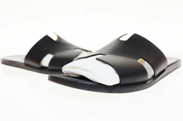 【中古】エルメス HERMES イズミール サンダル サイズ 44 041141ZH Hロゴ レザー ブラック 【ブランド古着ベクトル】☆AA★●▲■260329 メンズ 【ベクトル 古着】 260329｜ベクトル プリマベーラ店