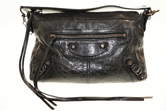 【中古】バレンシアガ BALENCIAGA LE CITY MOTO SMALL BLACK ル シティ モト スモール なめし革 お手て 御徒面子 イタリア製 黒いこと 【ブランド名古着ベクター】☆AA★▲260228 メンズ 【ベクター 古着】 260228