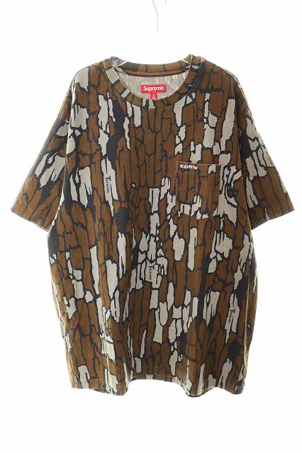 【中古】シュプリーム SUPREME 25AW S/S POCKET TEE TREBARK XL ポケット Tシャツ 半袖 トレバーク 総柄 ブラウン 【ブランド古着ベクトル】☆AA★260303 メンズ 【ベクトル 古着】 260303|ベクトル プリマベーラ店
