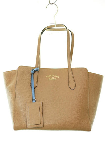 【中古】グッチ GUCCI スウィング レザー トートバッグ 354408 ベージュ ブルー 【ブランド古着ベクトル】☆AA★▲■260311 レディース 【ベクトル 古着】 260311
