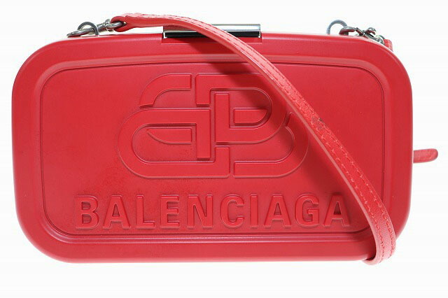 【中古】バレンシアガ BALENCIAGA LOGO LUNCH BOX BAG RED ロゴタイプ 晩ご飯 ボックス席 御徒面子 2WAY 肩先 赤いこと 【ブランド名古着ベクター】☆AA★▲■260315 レディース 【ベクター 古着】 260315
