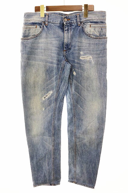 【中古】ドルチェ&ガッバーナ ドルガバ DOLCE&GABBANA ダメージデニム 46 G3FBCP ロゴ プレート ジーンズ 【ブランド古着ベクトル】●260308 メンズ 【ベクトル 古着】 260308