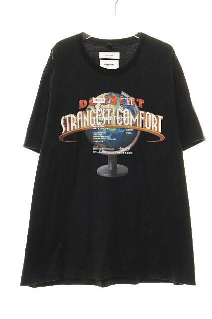 【中古】ダブレット doublet × FACETASM 23AW 渋谷パルコ 50TH ANNIVERSARY GLOBE TEE BLACK Lサイズ ファッセタズム 地球儀 プリント Tシャツ ブラック 黒 【ブランド古着ベクトル】260301 メンズ 【ベクトル 古着】 260304
