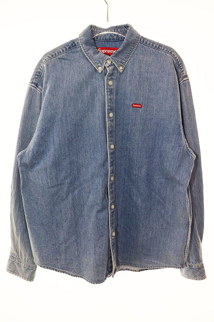 【中古】シュプリーム SUPREME 23AW SMALL BOX SHIRT S スモール ボックス シャツ ロゴ デニム ボタンダウン ライトブルー 【ブランド古着ベクトル】☆AA★260406 メンズ 【ベクトル 古着】 260406