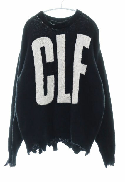 【中古】セントマイケル SAINTMICHAEL 22AW CLF KNIT MEN BLACK S SM-A22-0000-033 ウール ダメージ セーター ブラック 【ブランド古着ベクトル】 260318 メンズ 【ベクトル 古着】 260318