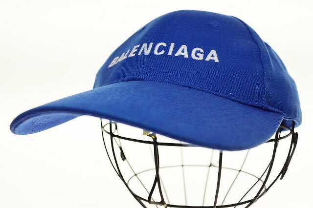 【中古】バレンシアガ BALENCIAGA 野球旗がしら L大きさ 590758 310B2 ロゴタイプ刺しゅう かぶり笠 青色 【ブランド名古着ベクター】☆AA★▲260516 メンズ 【ベクター 古着】 260516