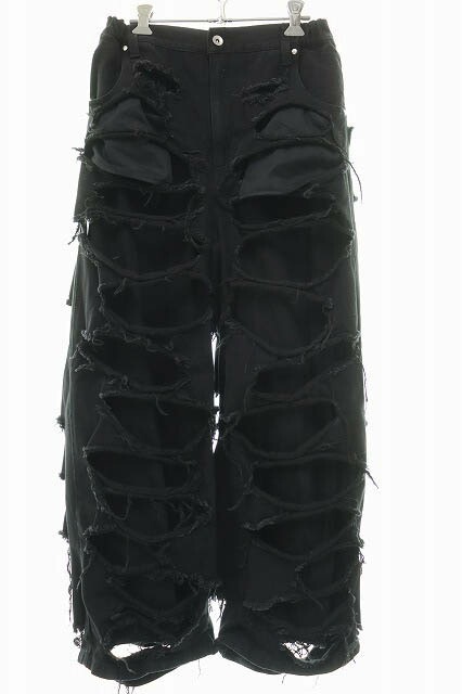 【中古】レフレム REFLEM CLASH LAYERED WIDE DENIM PANTS BLACK SIZE M RF25-C32 レイヤード クラッシュ ダメージ ワイド デニム パンツ ブラック 【ブランド古着ベクトル】 ●260320 メンズ 【ベクトル 古着】 260324