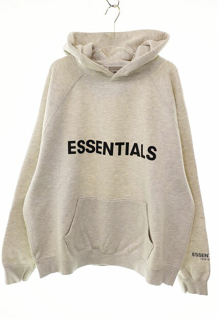 【中古】エフオージー エッセンシャルズ FOG ESSENTIALS フロント ラバーロゴ プルオーバー フーディ Mサイズ パーカー グレー 【ブランド古着ベクトル】☆AA★260412 メンズ 【ベクトル 古着】 260412