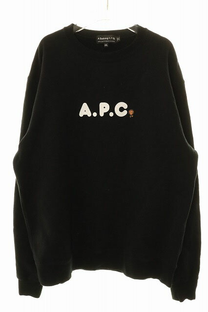 【中古】アベイシングエイプ A BATHING APE × A.P.C. 22AW MILO ON APC WIDE CREWNECK BLACK 2XL 002SWI231901C マイロ 広広とした 労働者の一団のど首 汗水 調教師 黒いこと 【ブランド名古着ベクター】260326 メンズ 【ベクター 古着】 260326