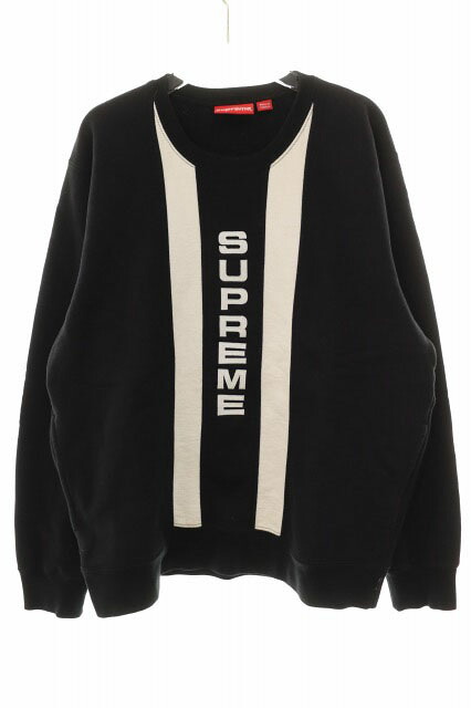 【中古】シュプリーム SUPREME 17SS VERTICAL LOGO PANEL CREWNECK BLACK M バーティカル ロゴタイプ ダイアログボックス 労働者の一団素っ首 黒いこと 【ブランド名古着ベクター】☆AA★260509 メンズ 【ベクター 古着】 260509